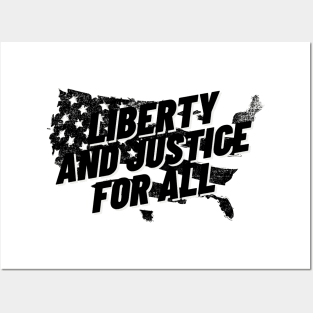 Liberty and Justice for all July 4th T shirt Posters and Art